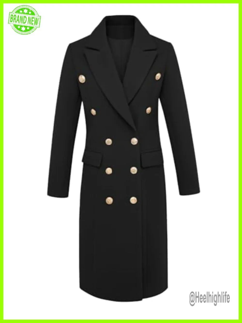 Vintage Wool Blend Double Breasted Trench Peacoat Long Dressy Jacket Women